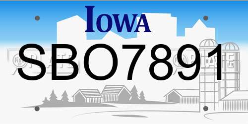 SBO7891 Iowa License Plate
