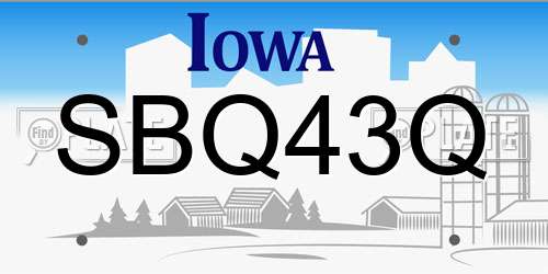 SBQ43Q Iowa License Plate