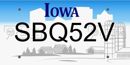 SBQ52V Iowa License Plate