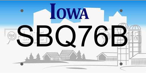SBQ76B Iowa License Plate