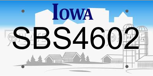 SBS4602 Iowa License Plate