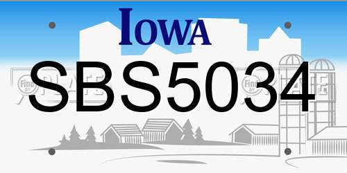 SBS5034 Iowa License Plate