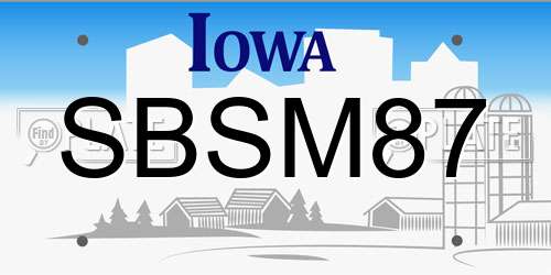 SBSM87 Iowa License Plate