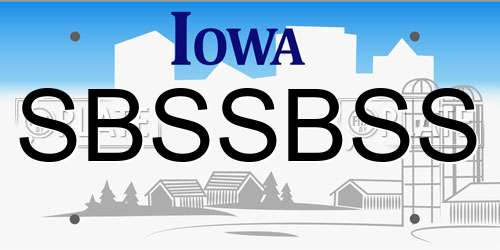 SBSSBSS Iowa License Plate
