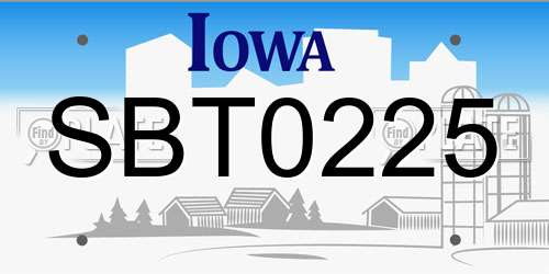 SBT0225 Iowa License Plate