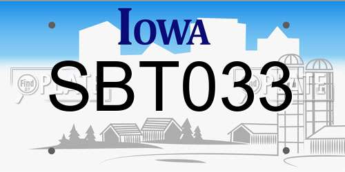 SBT033 Iowa License Plate