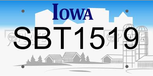 SBT1519 Iowa License Plate