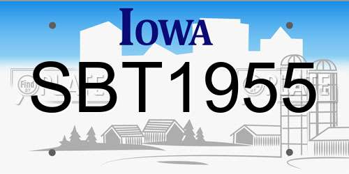 SBT1955 Iowa License Plate