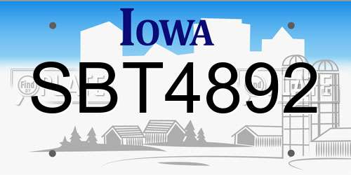 SBT4892 Iowa License Plate