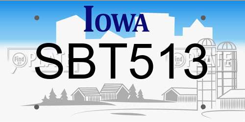 SBT513 Iowa License Plate