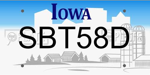 SBT58D Iowa License Plate