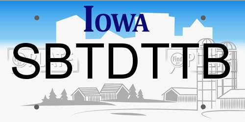 SBTDTTB Iowa License Plate