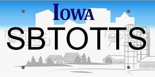 SBTOTTS Iowa License Plate