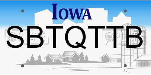 SBTQTTB Iowa License Plate