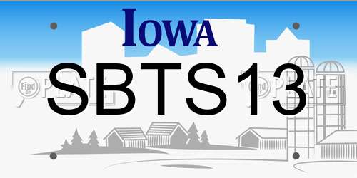 SBTS13 Iowa License Plate