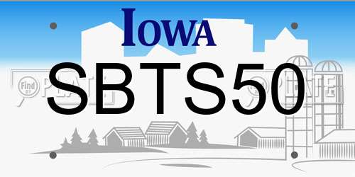 SBTS50 Iowa License Plate