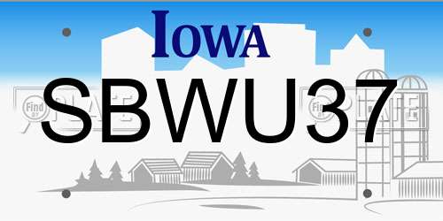 SBWU37 Iowa License Plate