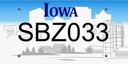 SBZ033 Iowa License Plate