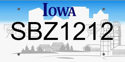 SBZ1212 Iowa License Plate