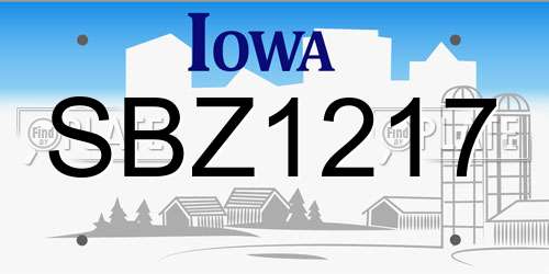 SBZ1217 Iowa License Plate