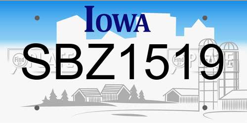 SBZ1519 Iowa License Plate