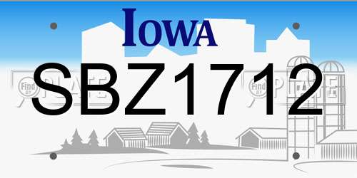 SBZ1712 Iowa License Plate