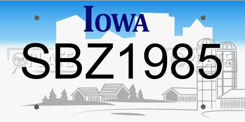 SBZ1985 Iowa License Plate