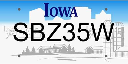 SBZ35W Iowa License Plate
