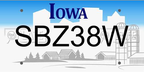 SBZ38W Iowa License Plate