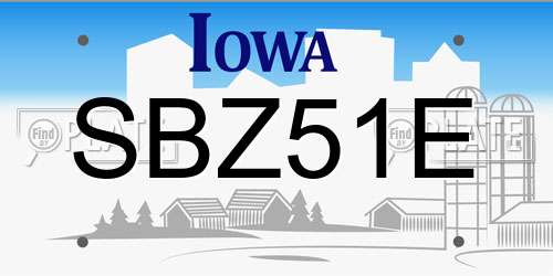 SBZ51E Iowa License Plate