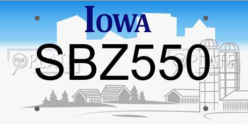 SBZ550 Iowa License Plate