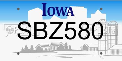SBZ580 Iowa License Plate