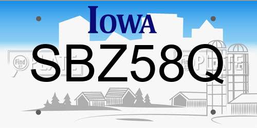 SBZ58Q Iowa License Plate