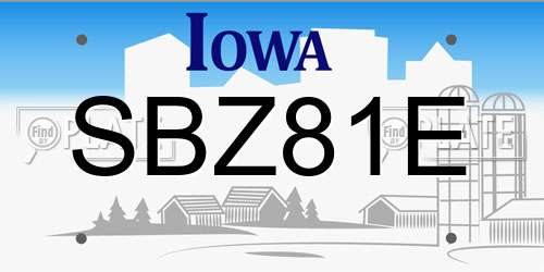SBZ81E Iowa License Plate
