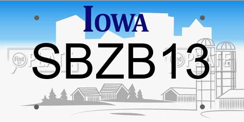 SBZB13 Iowa License Plate