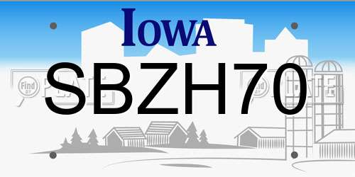 SBZH70 Iowa License Plate