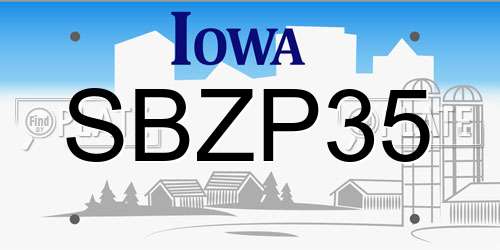 SBZP35 Iowa License Plate