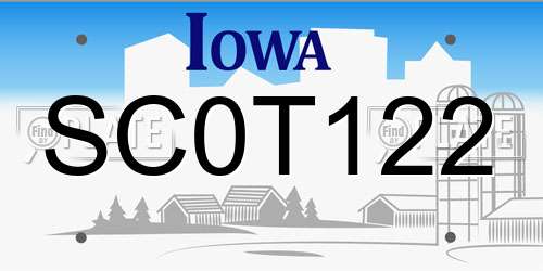 SC0T122 Iowa License Plate