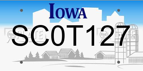 SC0T127 Iowa License Plate