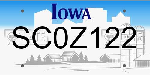 SC0Z122 Iowa License Plate