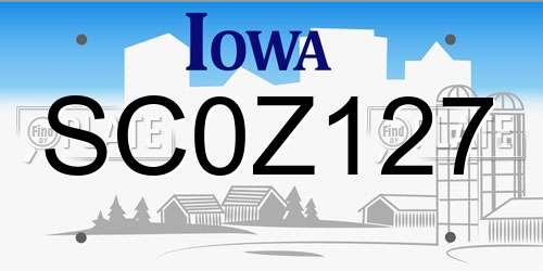SC0Z127 Iowa License Plate