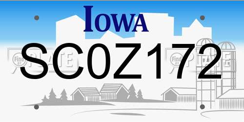 SC0Z172 Iowa License Plate