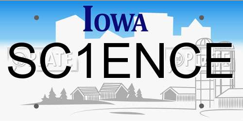 SC1ENCE Iowa License Plate