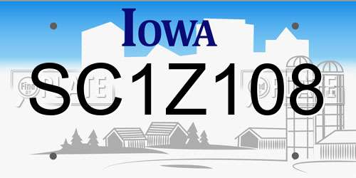 SC1Z108 Iowa License Plate