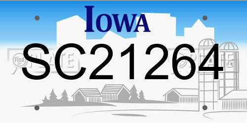 SC21264 Iowa License Plate