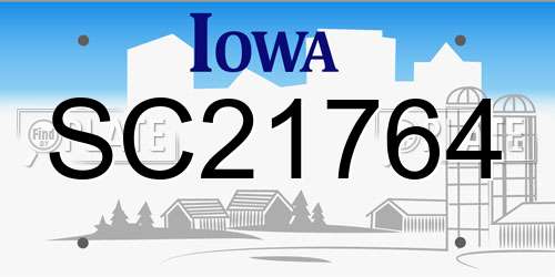 SC21764 Iowa License Plate