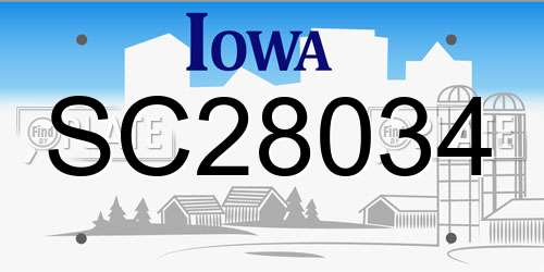 SC28034 Iowa License Plate