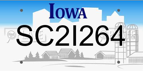 SC2I264 Iowa License Plate