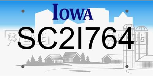 SC2I764 Iowa License Plate