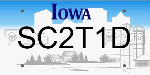 SC2T1D Iowa License Plate